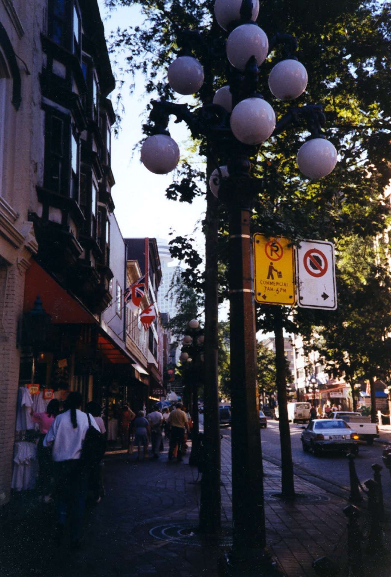 Out and about in historic Gastown, Vancouver's old brick quarter with its cast iron lamps