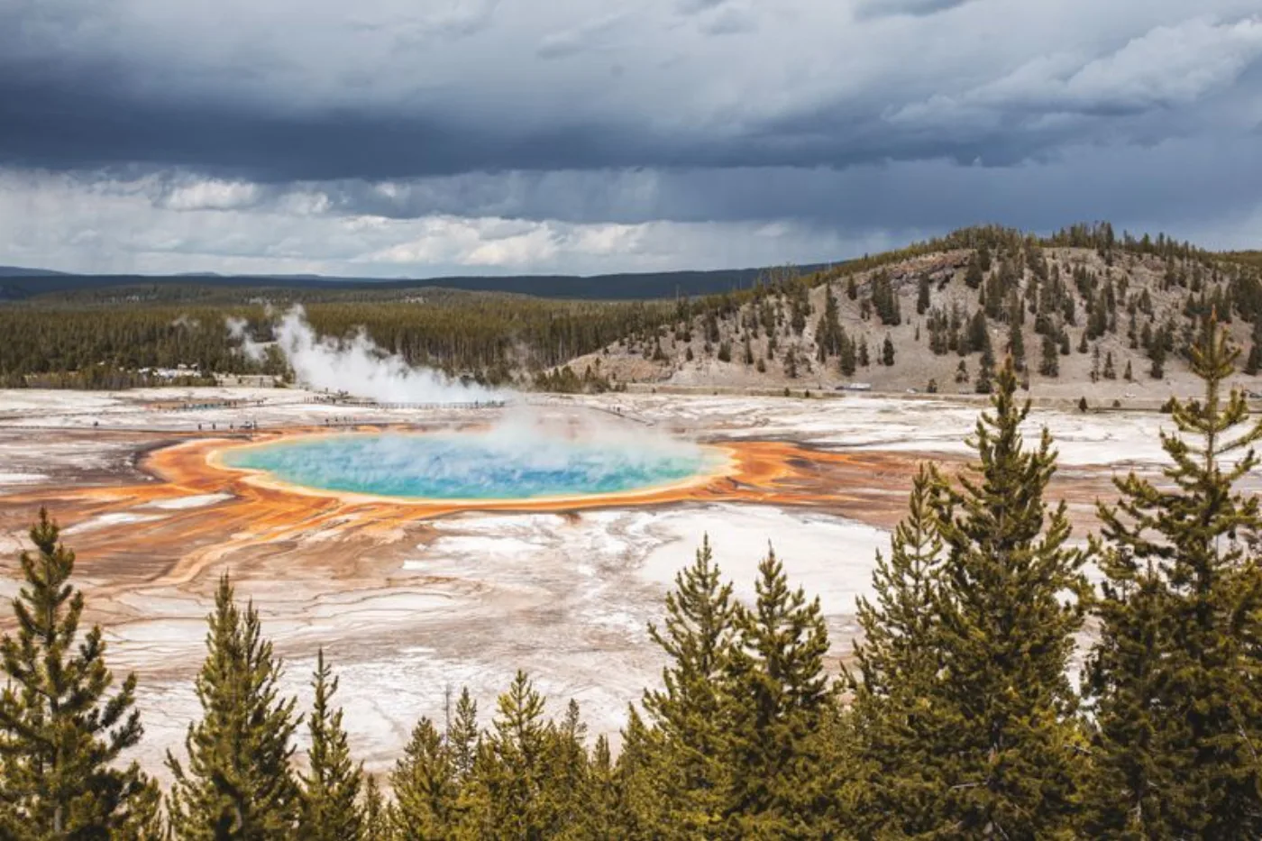 The Grand Prismatic Spring, Yellowstone's most colorful hot spring.